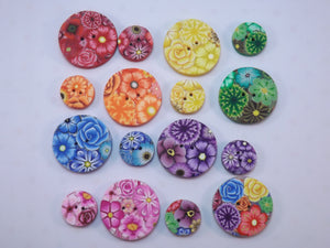 Shades of Blue Floral Buttons