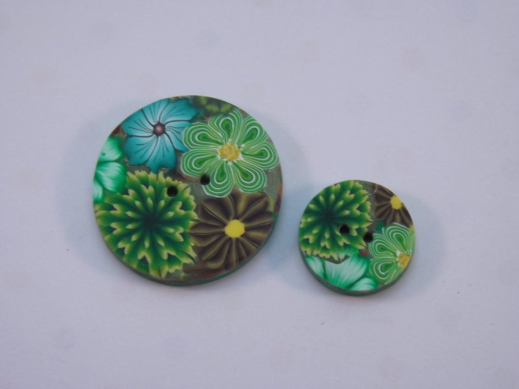 Shades of Green Floral Buttons