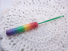 Rainbow Flowers Polymer Clay Covered Crochet Hook