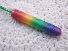 Rainbow Flowers Polymer Clay Covered Crochet Hook