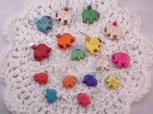 Dyed Howlite Carved Elephants Stitch Marker Set