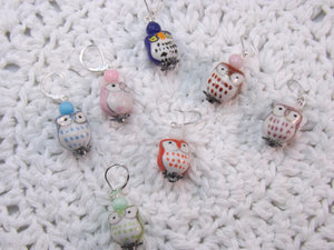 Cute Colorful Porcelain Owl Stitch Marker Set