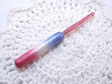 Red, White and Blue Ombre with Stars Polymer Clay Crochet Hook