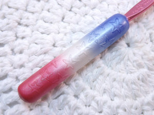 Red, White and Blue Ombre with Stars Polymer Clay Crochet Hook