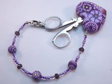 Compact Scissors with Purple Floral Fob