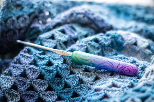 Purple, Blue and Green Ombre Circular Design Crochet Hook