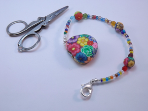 Compact Scissors with Colorful Floral Fob